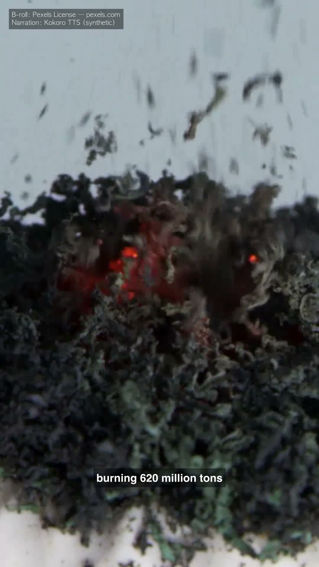 Frame from faceless-hydrogen-v6: pasta macro shot, caption 'The human body's reliance' single-line.